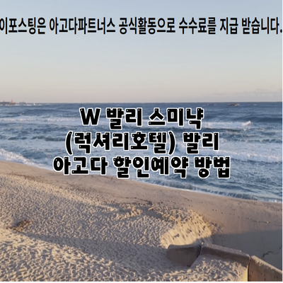W 발리 스미냑 (럭셔리호텔) 발리 아고다 할인예약 방법